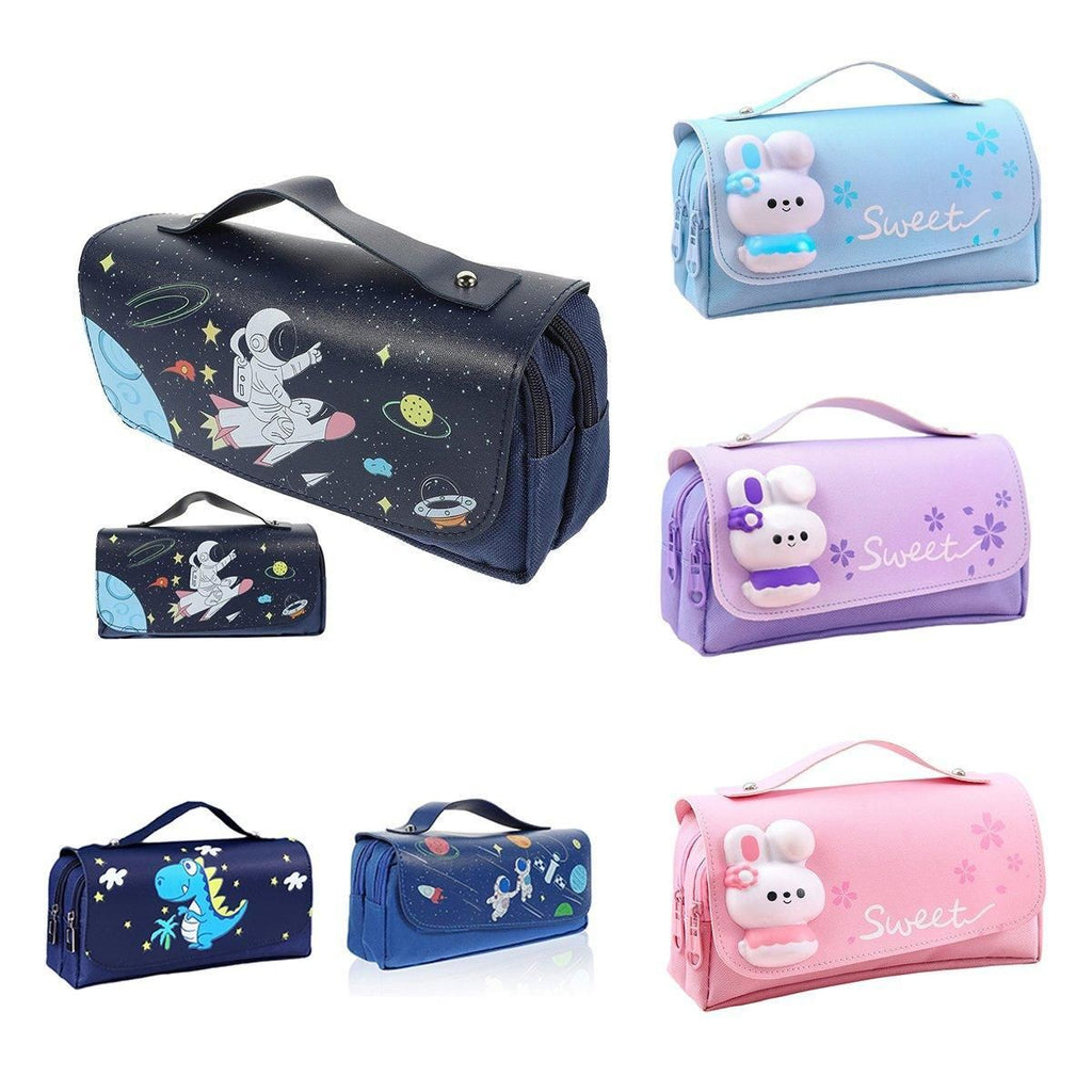 PU Oxford Cloth Zip Pencil Case, 21 x 10 x 6 cm
