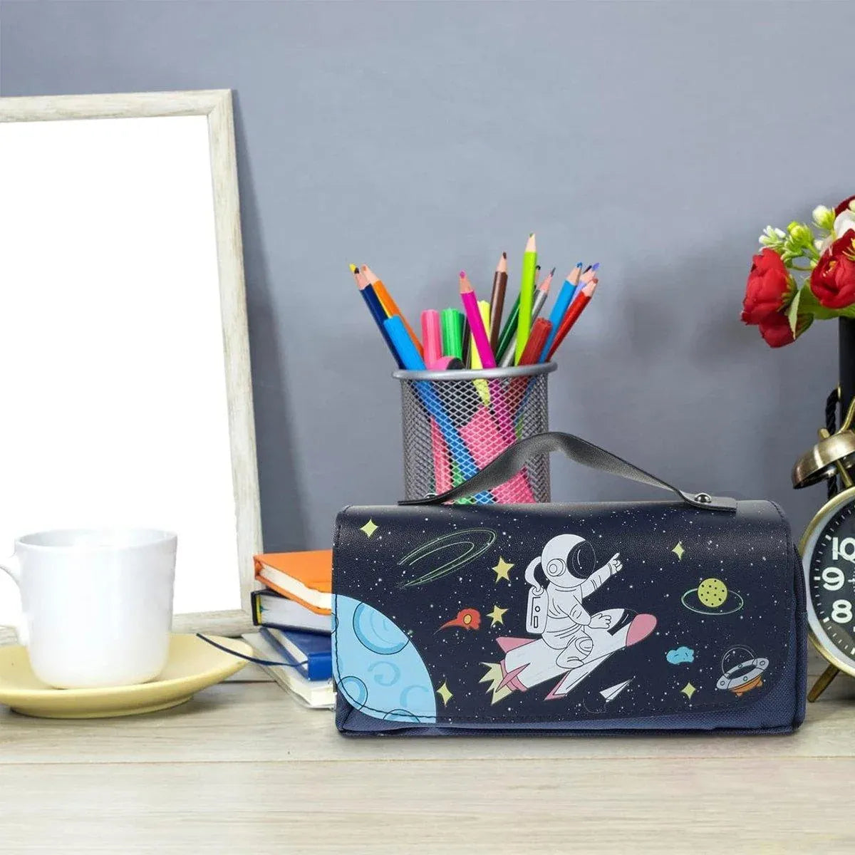 PU Oxford Cloth Zip Pencil Case, 21 x 10 x 6 cm
