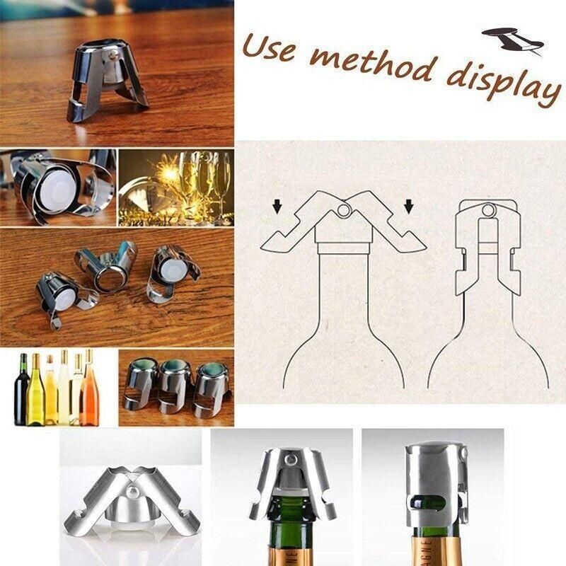 3X Stainless Steel Sparkling Wine Stopper Champagne Stopper Bubble