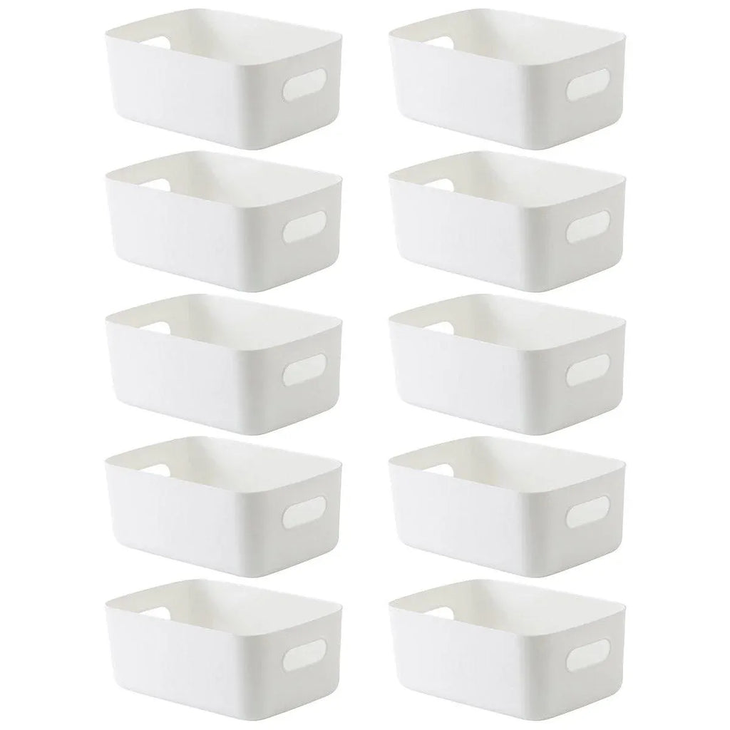 White Plastic Storage Basket Set, 10 Pieces