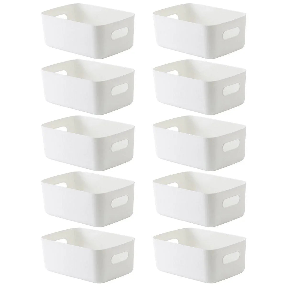 White Plastic Storage Basket Set, 10 Pieces