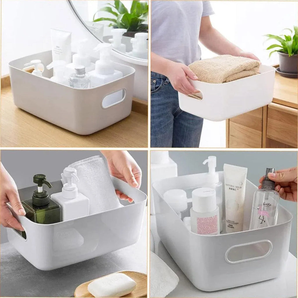 White Plastic Storage Basket Set, 10 Pieces