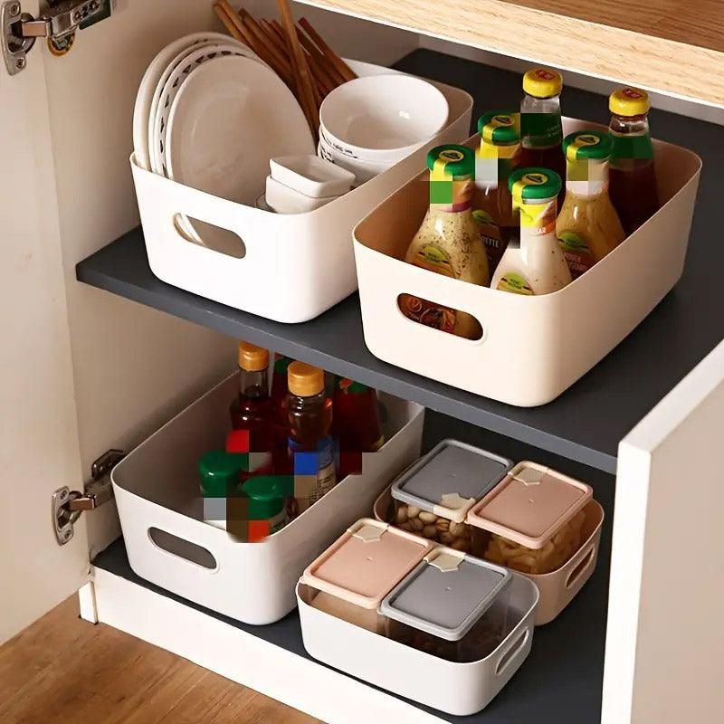 White Plastic Storage Basket Set, 10 Pieces