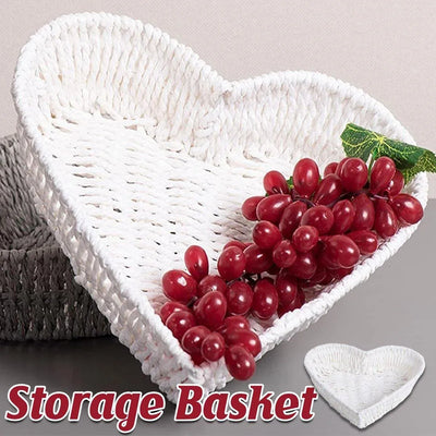 Heart-Shaped Woven Paper Rope Basket, 27.5 x 25.5 cm