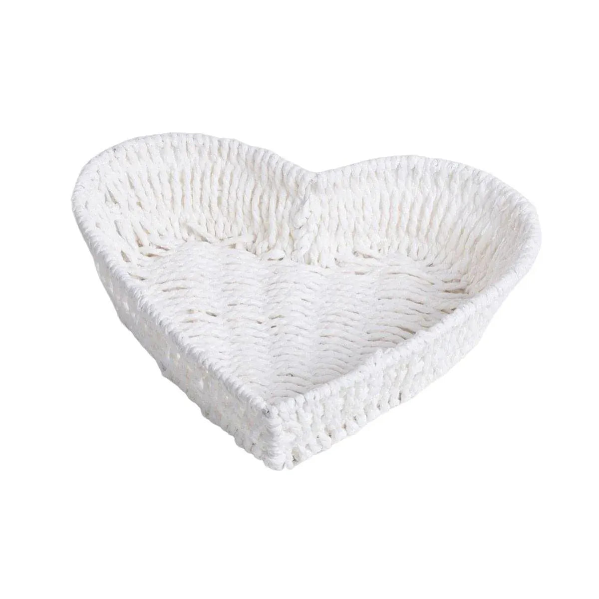 Heart-Shaped Woven Paper Rope Basket, 27.5 x 25.5 cm