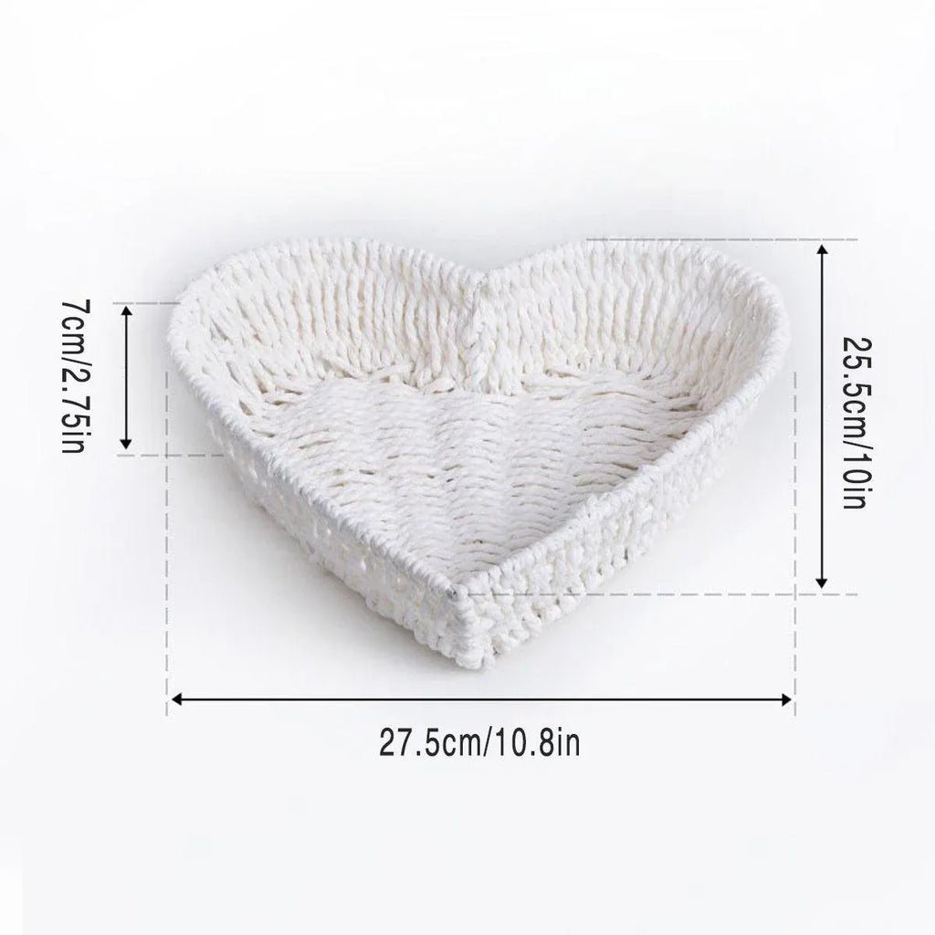 Heart-Shaped Woven Paper Rope Basket, 27.5 x 25.5 cm