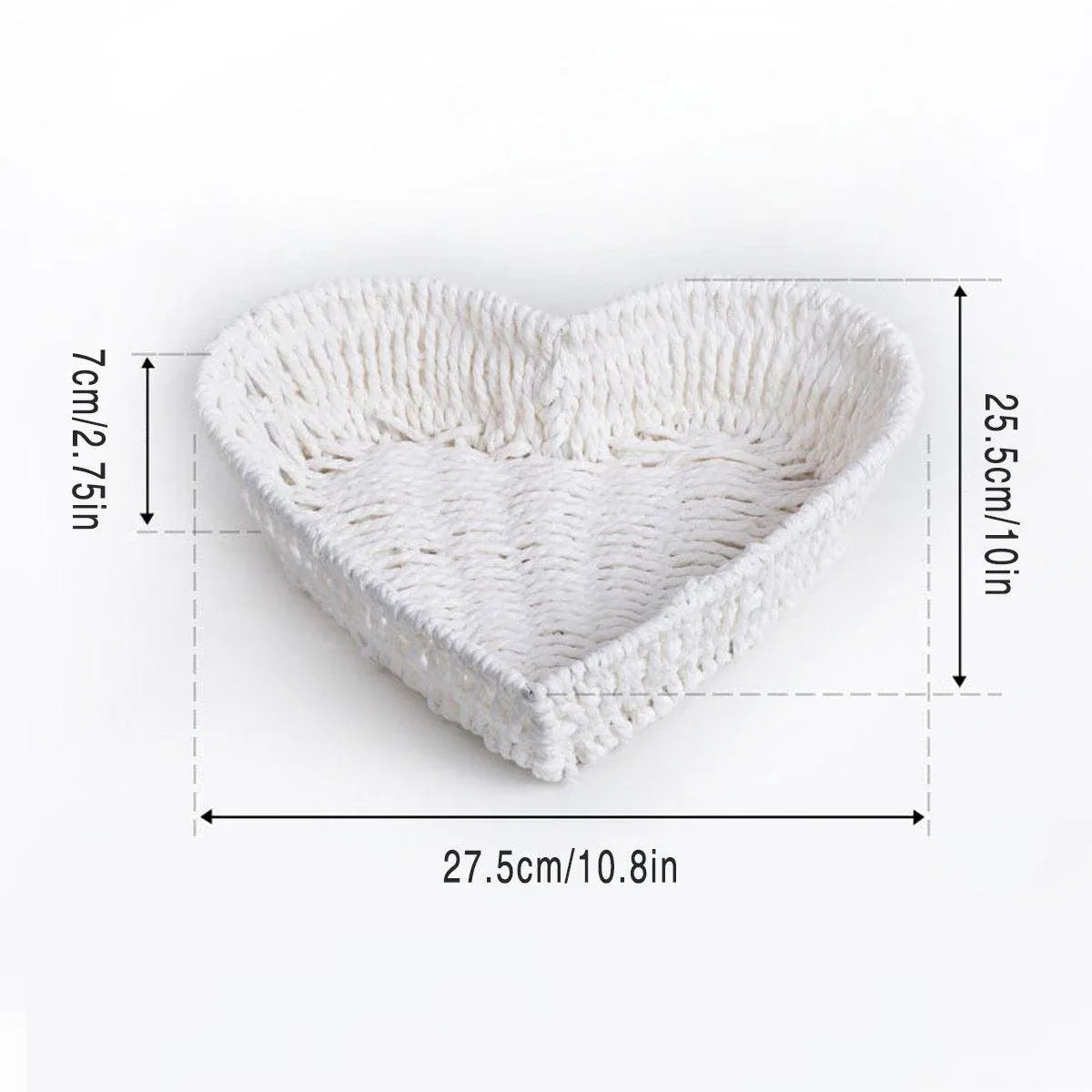 Heart-Shaped Woven Paper Rope Basket, 27.5 x 25.5 cm