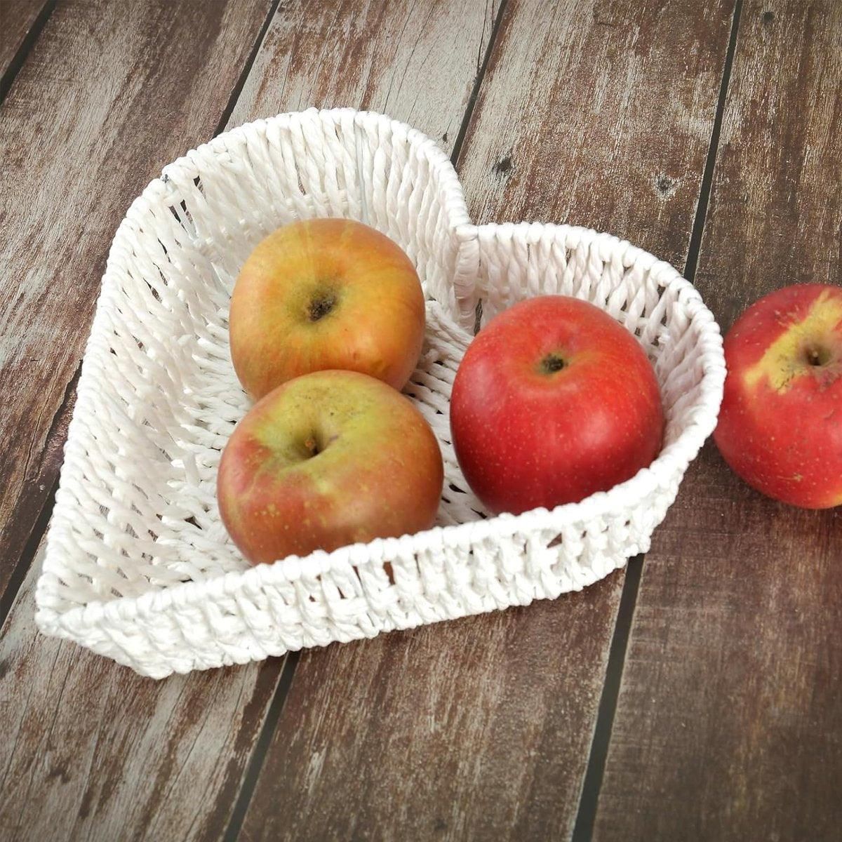 Heart-Shaped Woven Paper Rope Basket, 27.5 x 25.5 cm