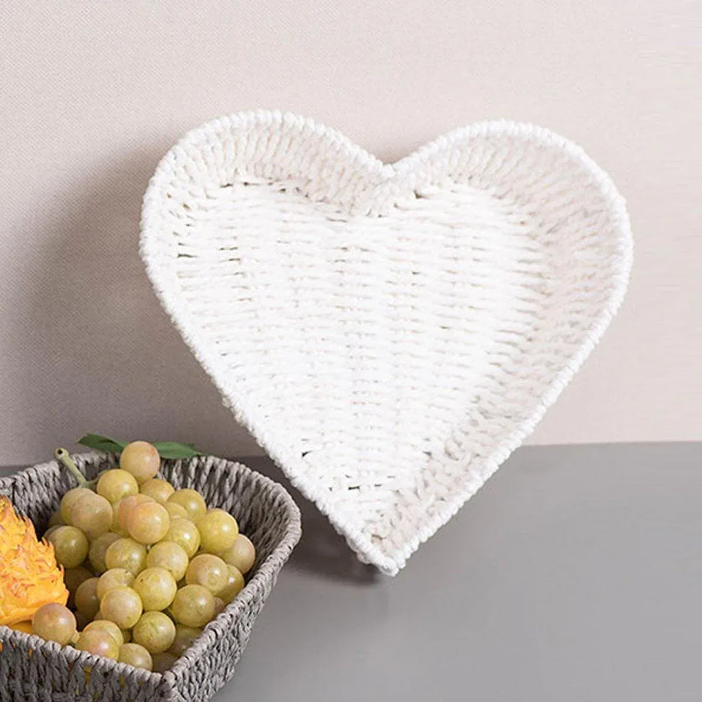 Heart-Shaped Woven Paper Rope Basket, 27.5 x 25.5 cm