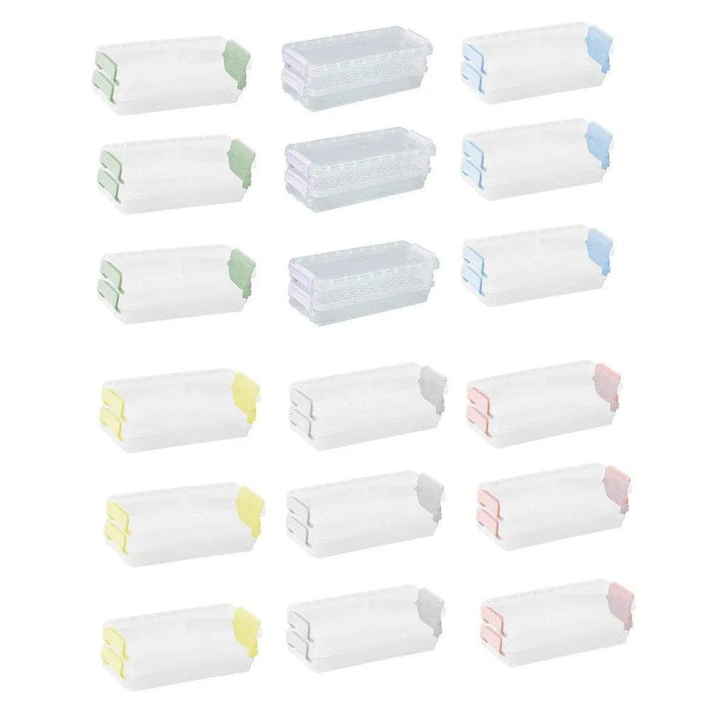 Clear Two Layer Stationery Storage Boxes, Set of 3, 20.5 x 8 cm