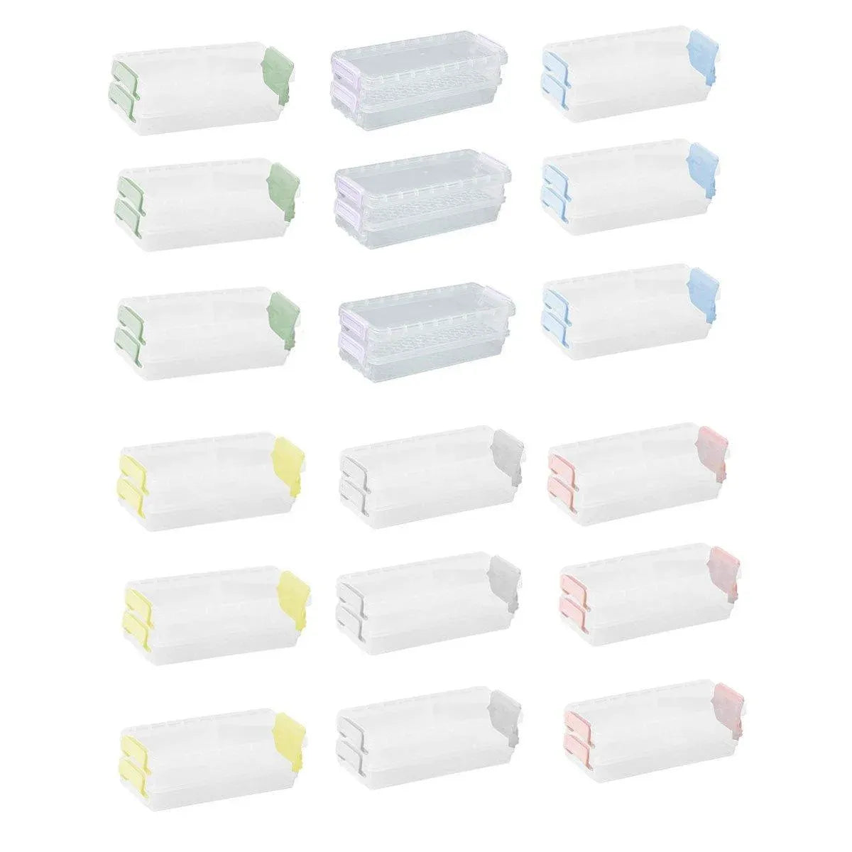 Clear Two Layer Stationery Storage Boxes, Set of 3, 20.5 x 8 cm