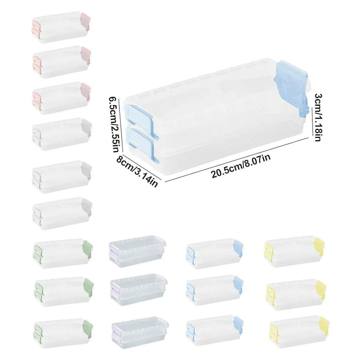 Clear Two Layer Stationery Storage Boxes, Set of 3, 20.5 x 8 cm