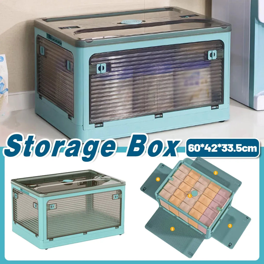 Large Foldable Clear Plastic Storage Box, 58.4 x 33.5 x 41.9 cm