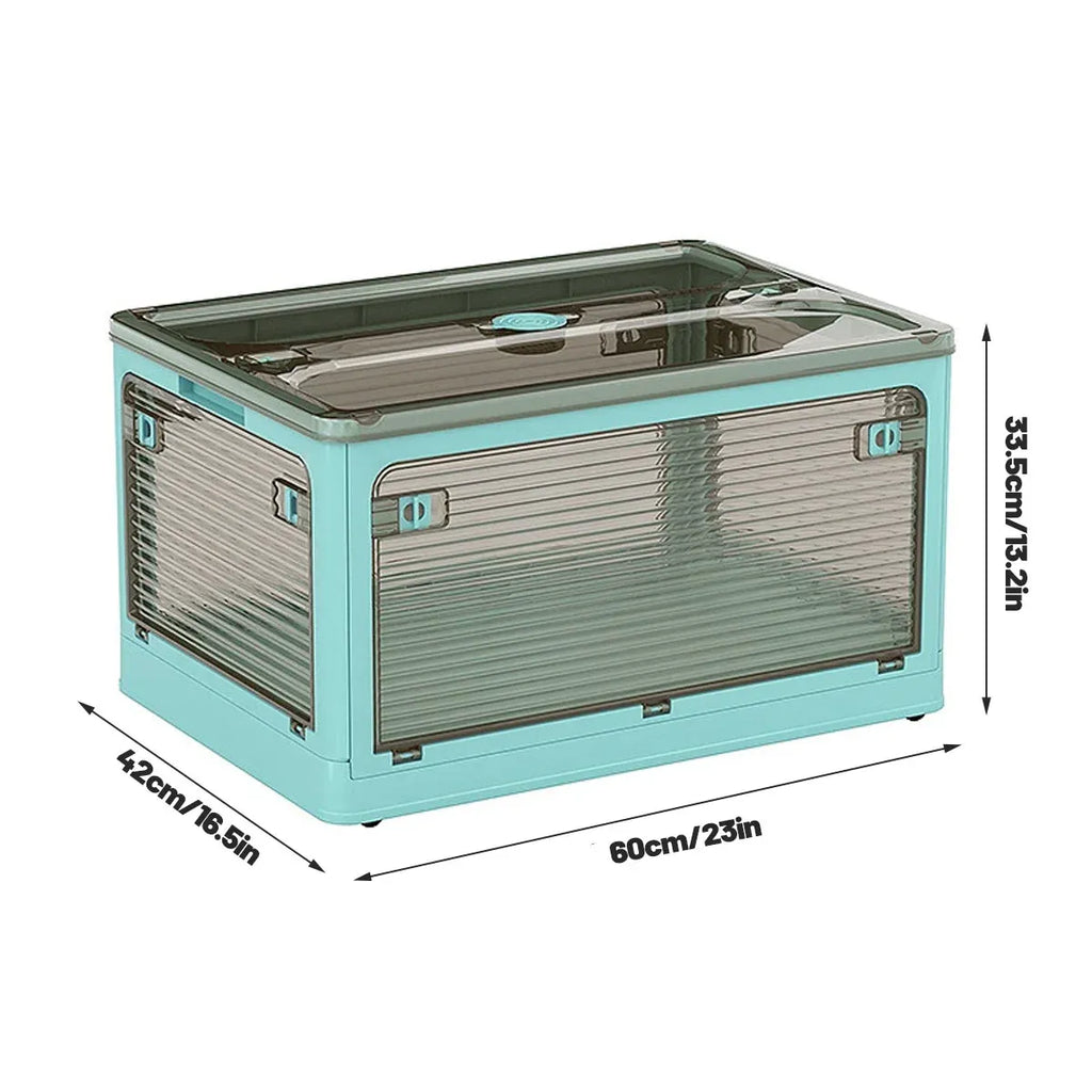 Large Foldable Clear Plastic Storage Box, 58.4 x 33.5 x 41.9 cm