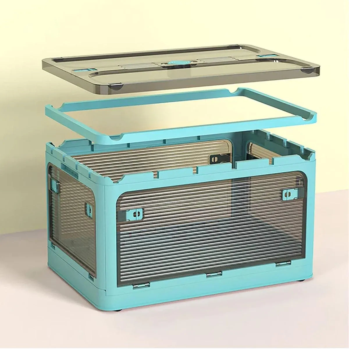 Large Foldable Clear Plastic Storage Box, 58.4 x 33.5 x 41.9 cm