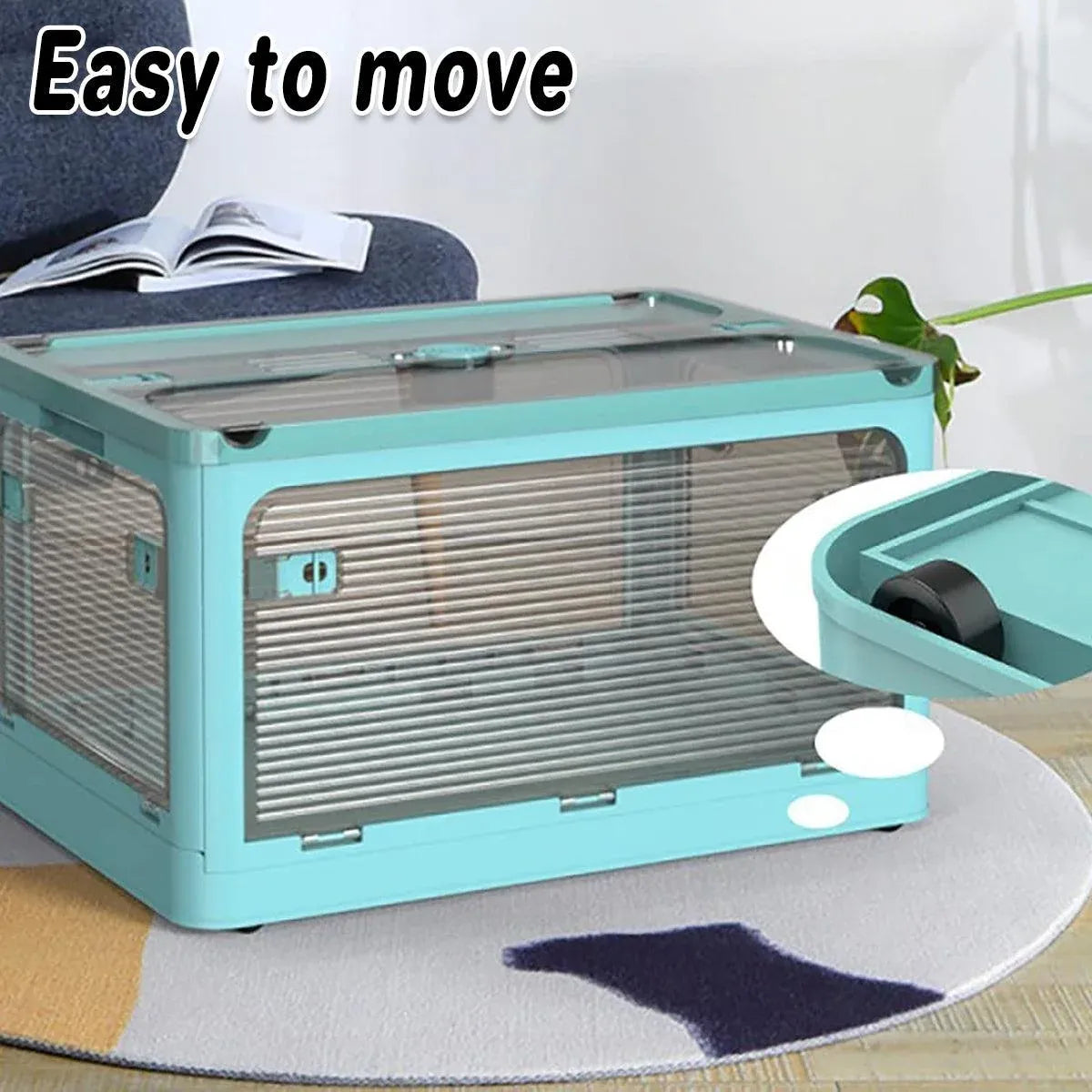 Large Foldable Clear Plastic Storage Box, 58.4 x 33.5 x 41.9 cm