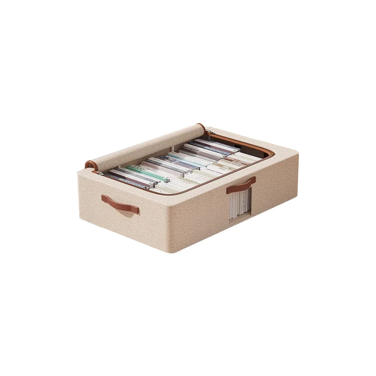 Foldable Cotton Linen Under Bed Storage Box, Beige