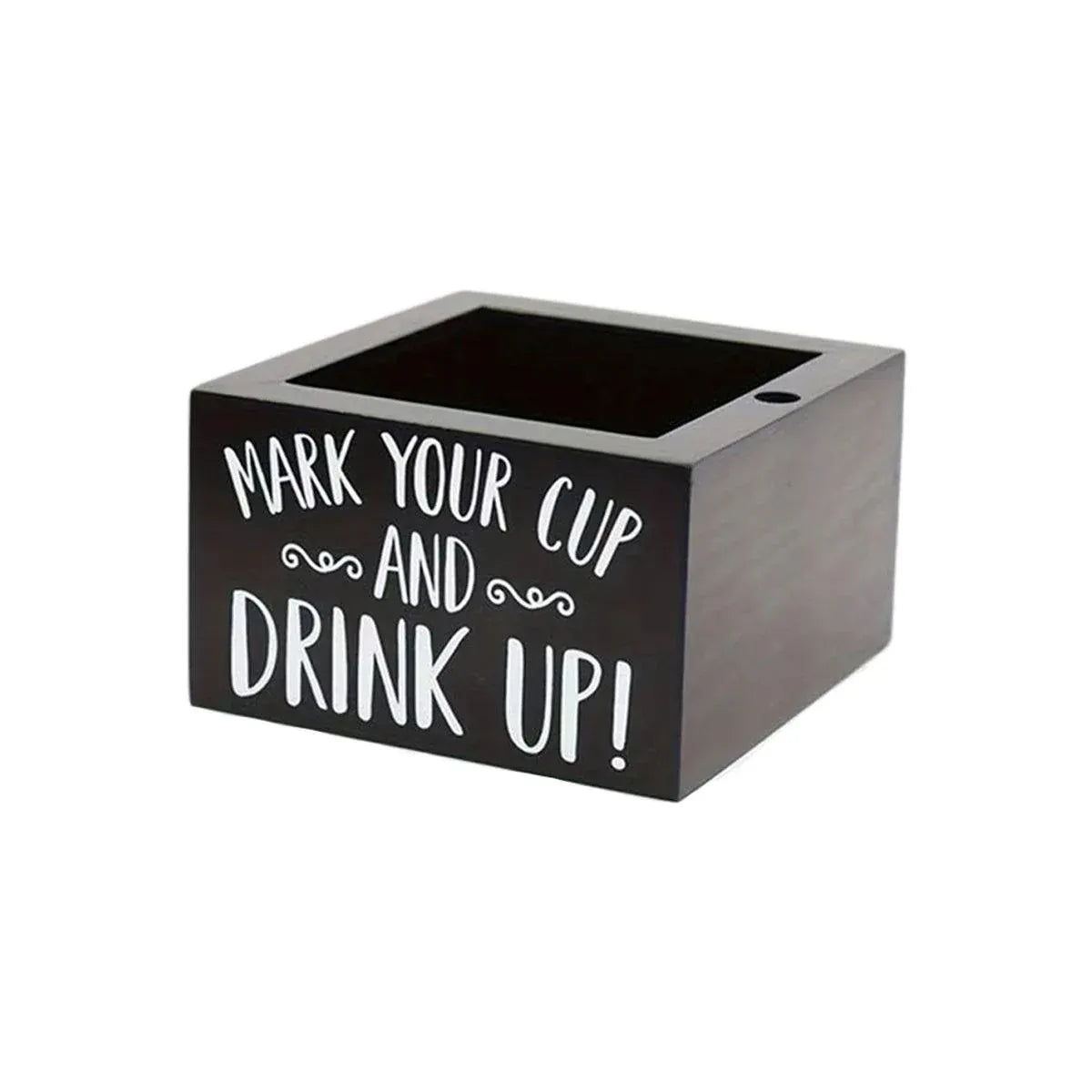 Black Pine Wood Disposable Cup Holder with Marker Slot