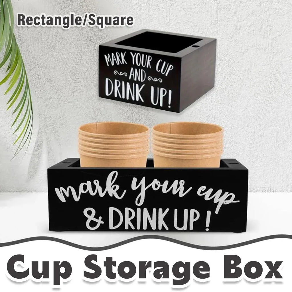 Black Pine Wood Disposable Cup Holder with Marker Slot