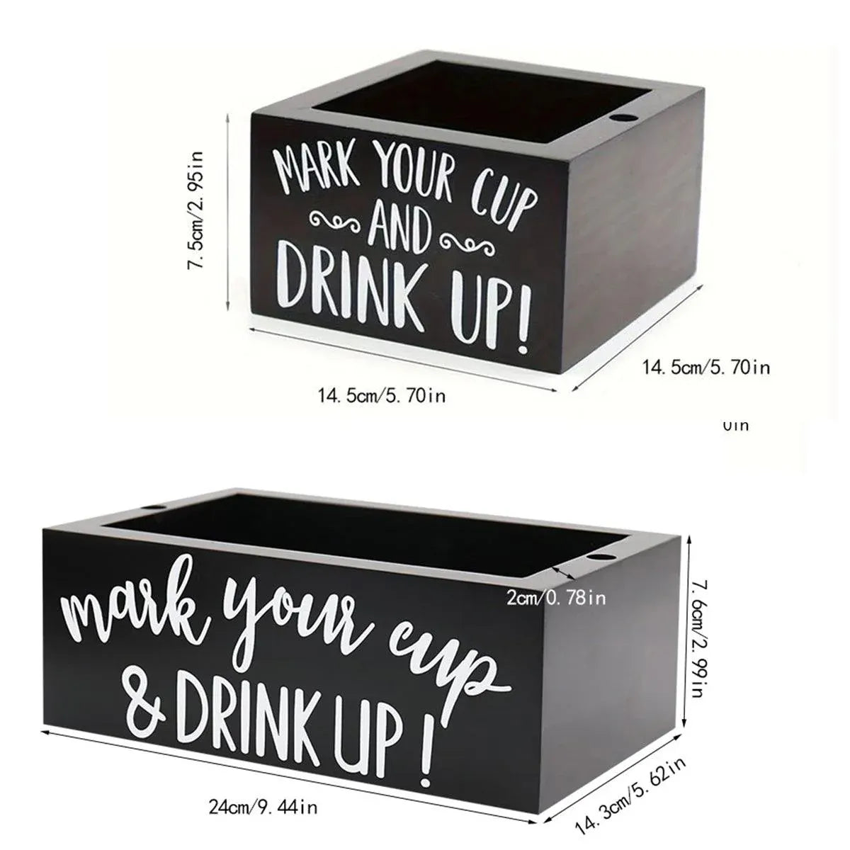 Black Pine Wood Disposable Cup Holder with Marker Slot
