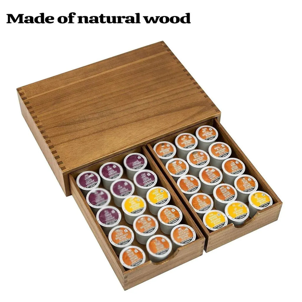 Wooden Coffee Capsule Holder with 2 Drawers