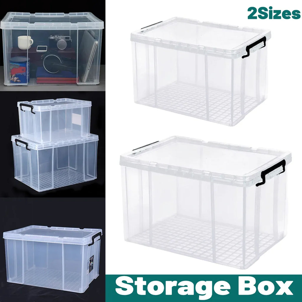 Clear Plastic Stackable Storage Box with Lid and Handles