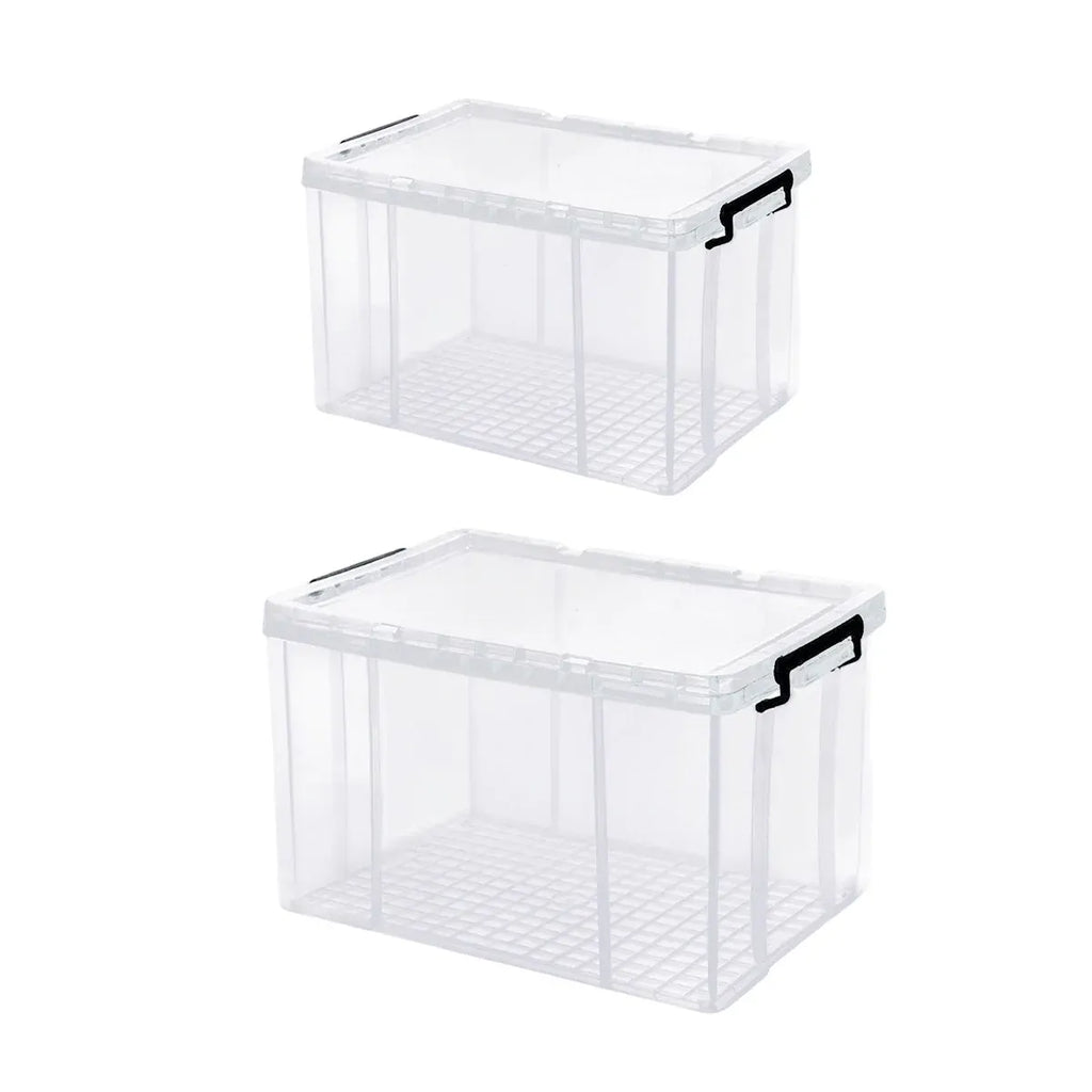 Clear Plastic Stackable Storage Box with Lid and Handles