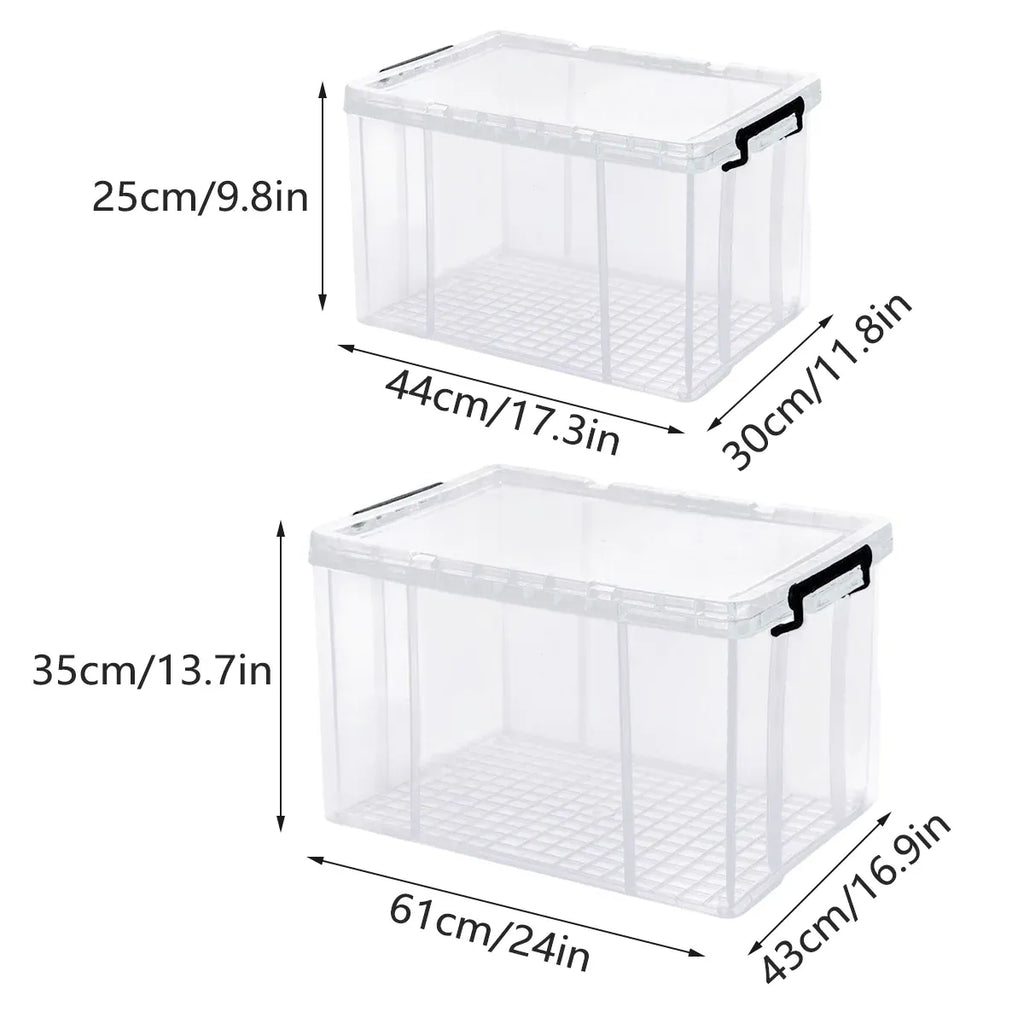 Clear Plastic Stackable Storage Box with Lid and Handles
