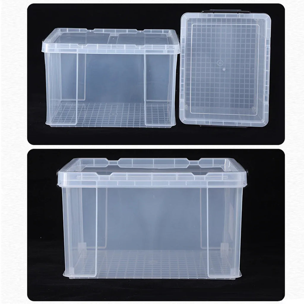 Clear Plastic Stackable Storage Box with Lid and Handles