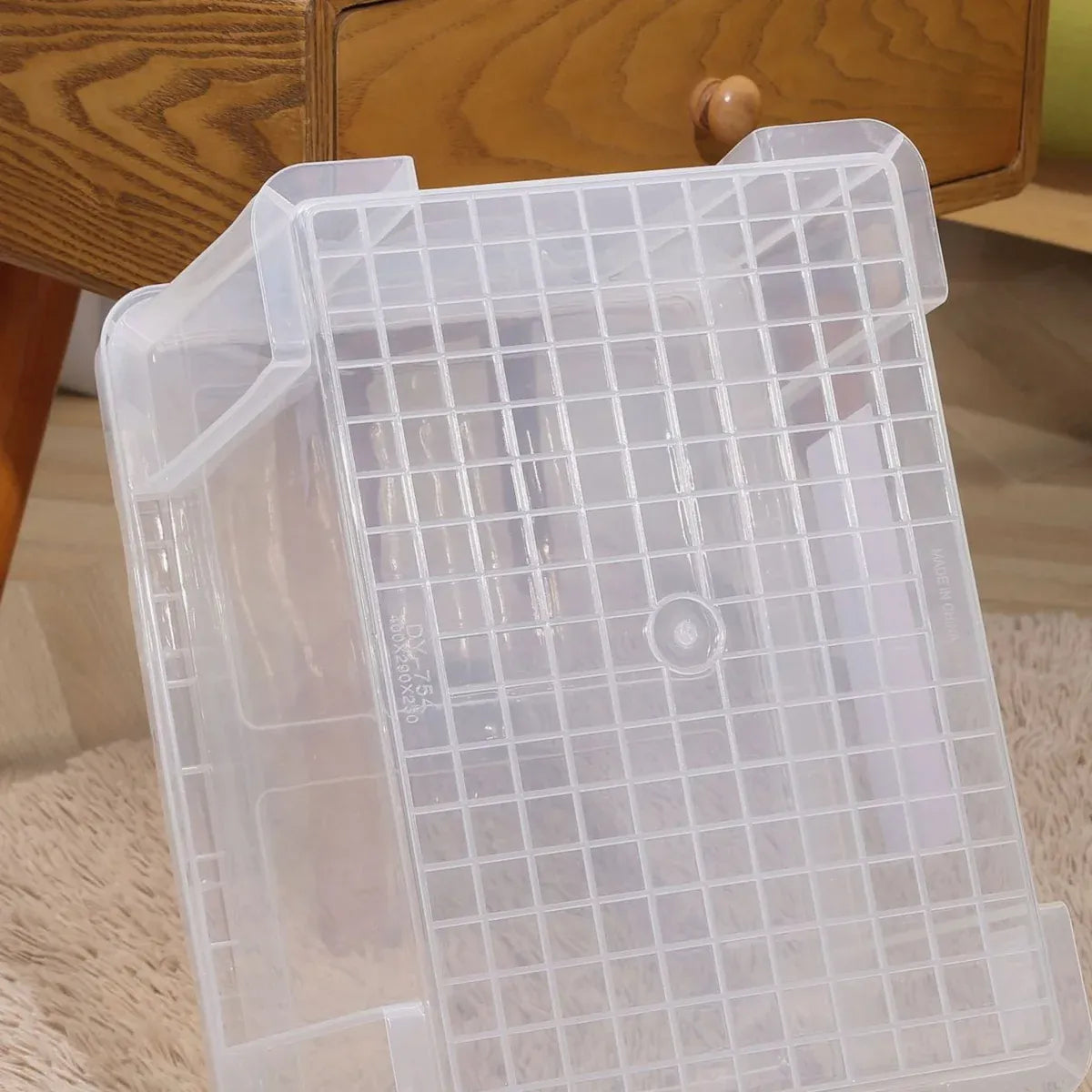 Clear Plastic Stackable Storage Box with Lid and Handles