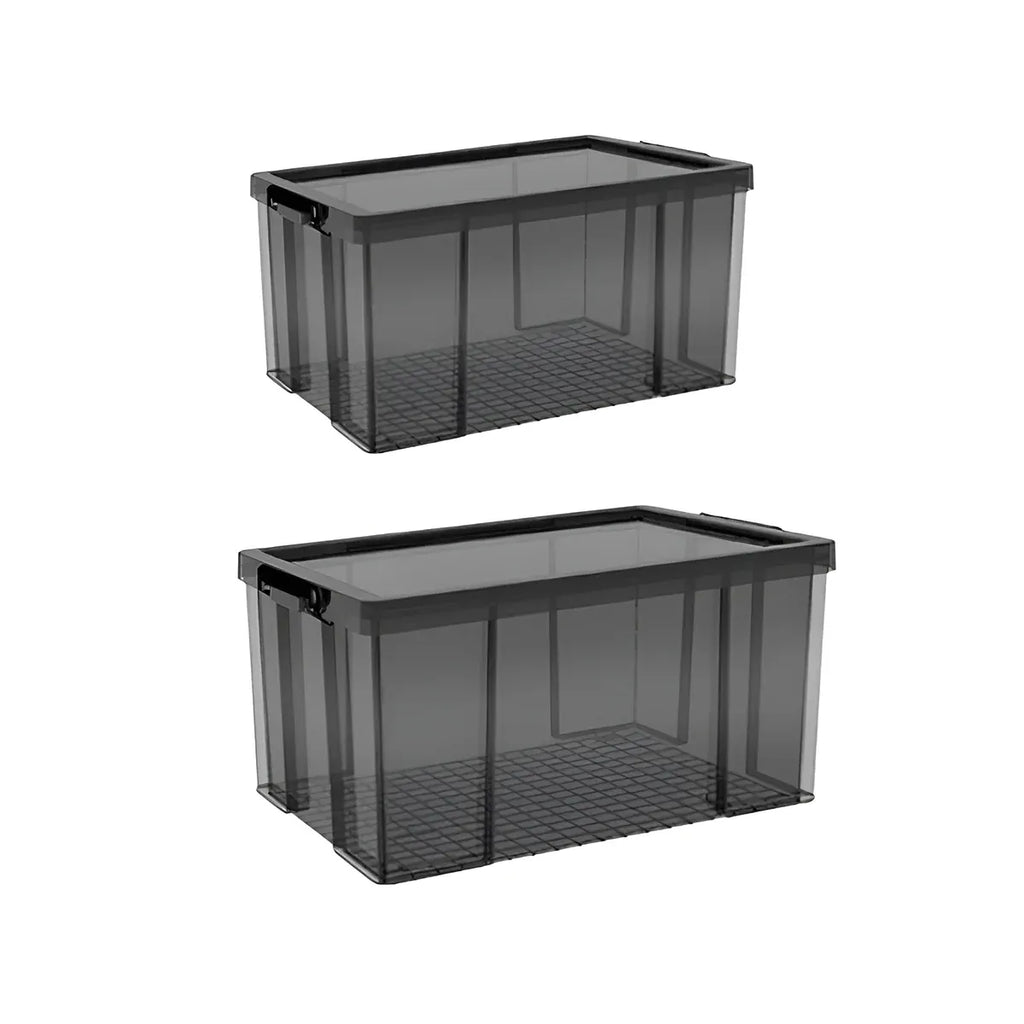 Stackable Plastic Storage Box with Clear Front and Lid