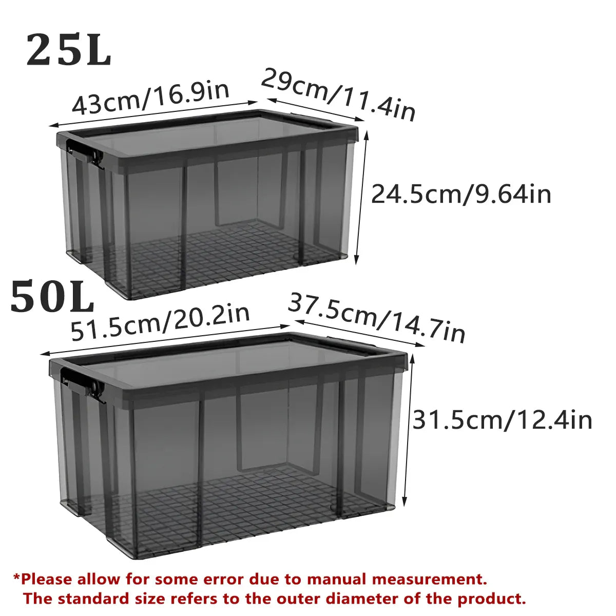 Stackable Plastic Storage Box with Clear Front and Lid