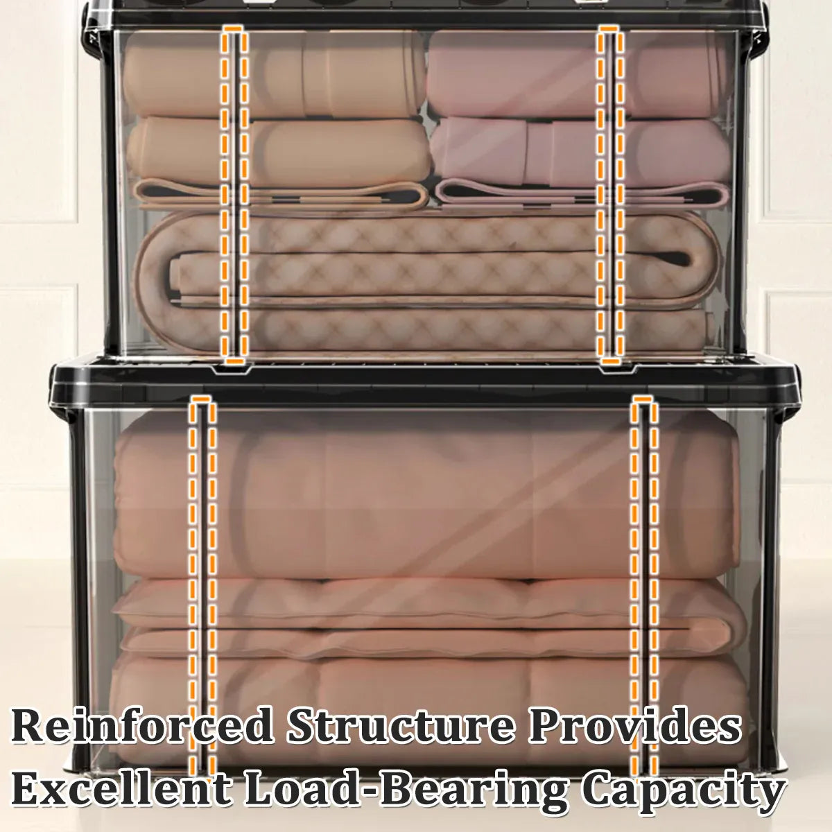 Stackable Plastic Storage Box with Clear Front and Lid