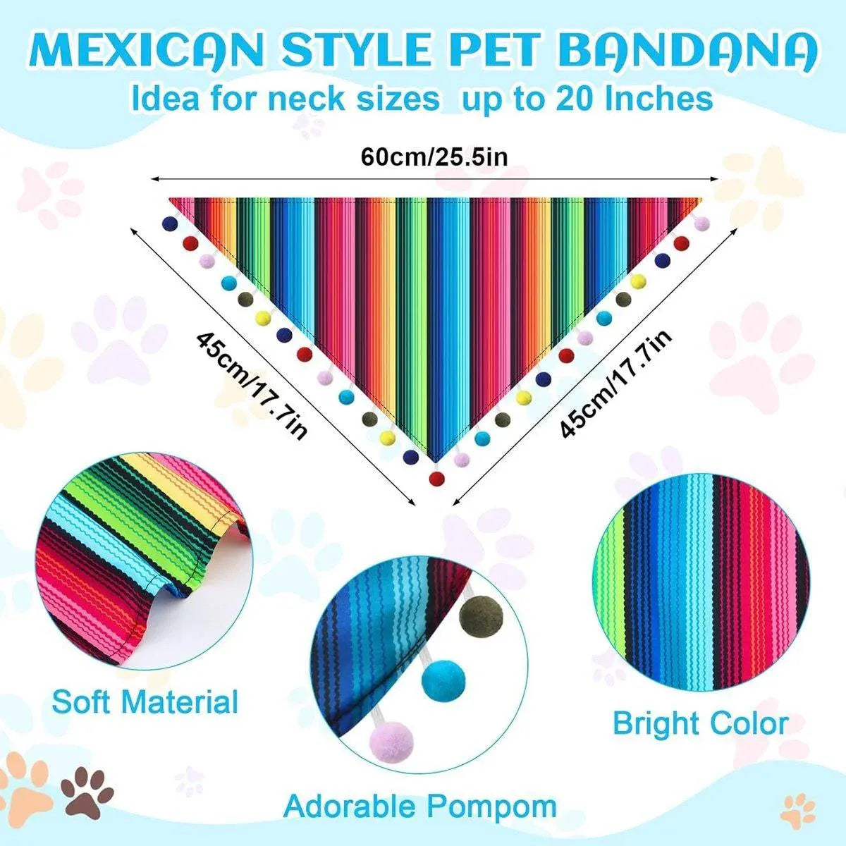 2pcs Striped Triangle Scarf Colourful Hairball Pet Straw Hat Scarf Set