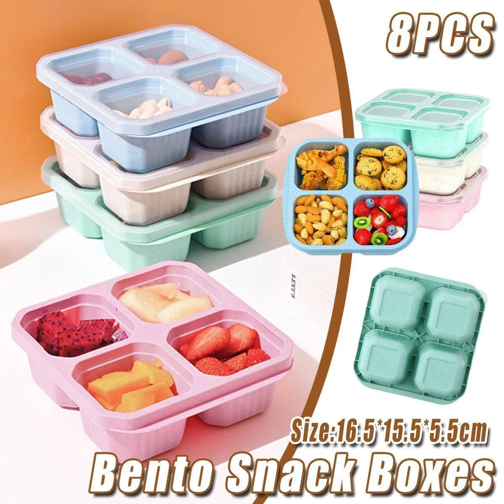 Wheat Straw Four Compartment Food Storage Containers, 8 Pack