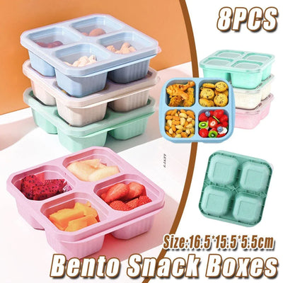 Wheat Straw Four Compartment Food Storage Containers, 8 Pack
