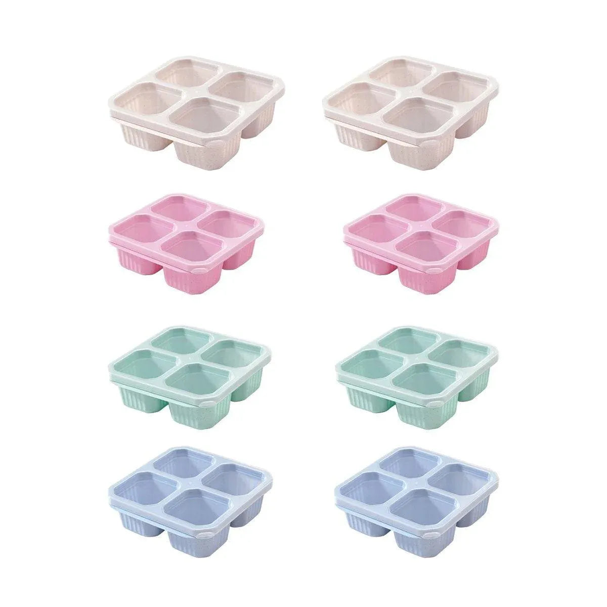 Wheat Straw Four Compartment Food Storage Containers, 8 Pack