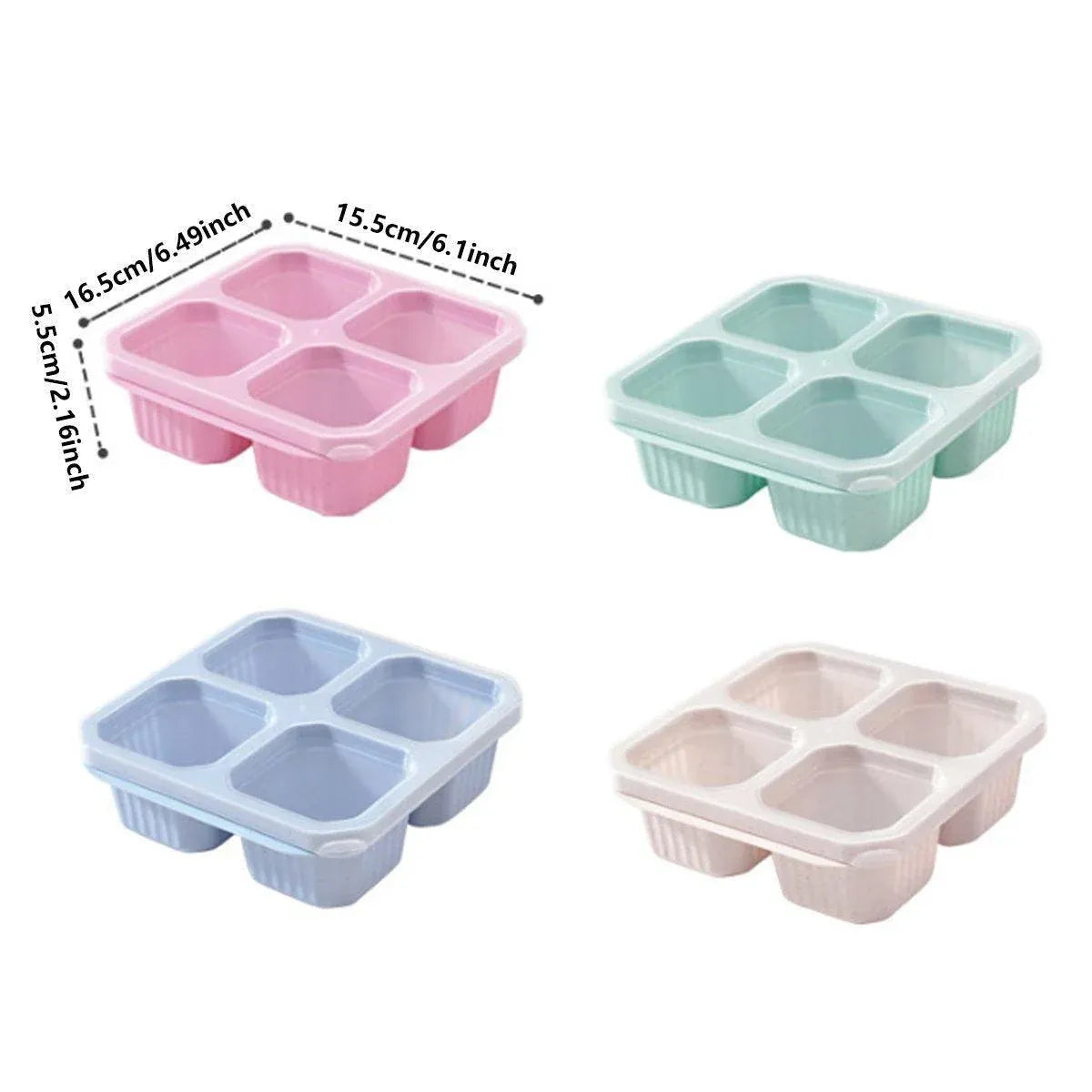 Wheat Straw Four Compartment Food Storage Containers, 8 Pack