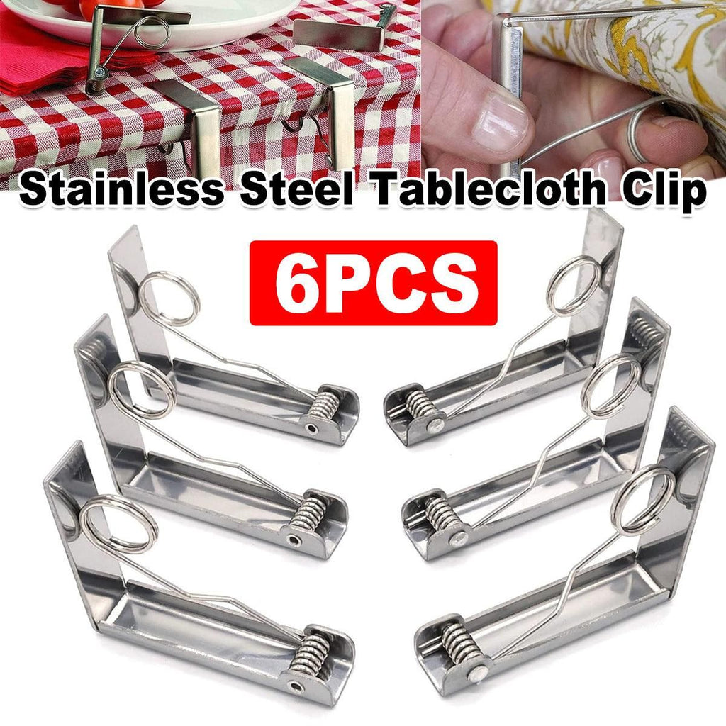 Stainless Steel Tablecloth Clips, 6 Pack