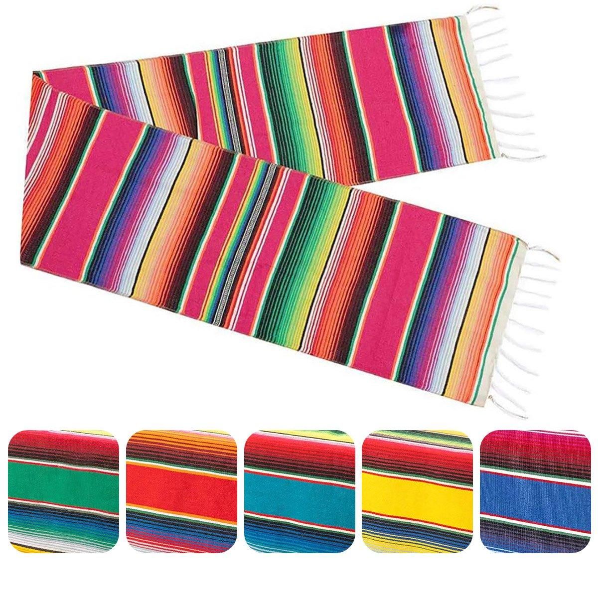 Woven Cotton Table Runner with Tassels, 215 x 35 cm