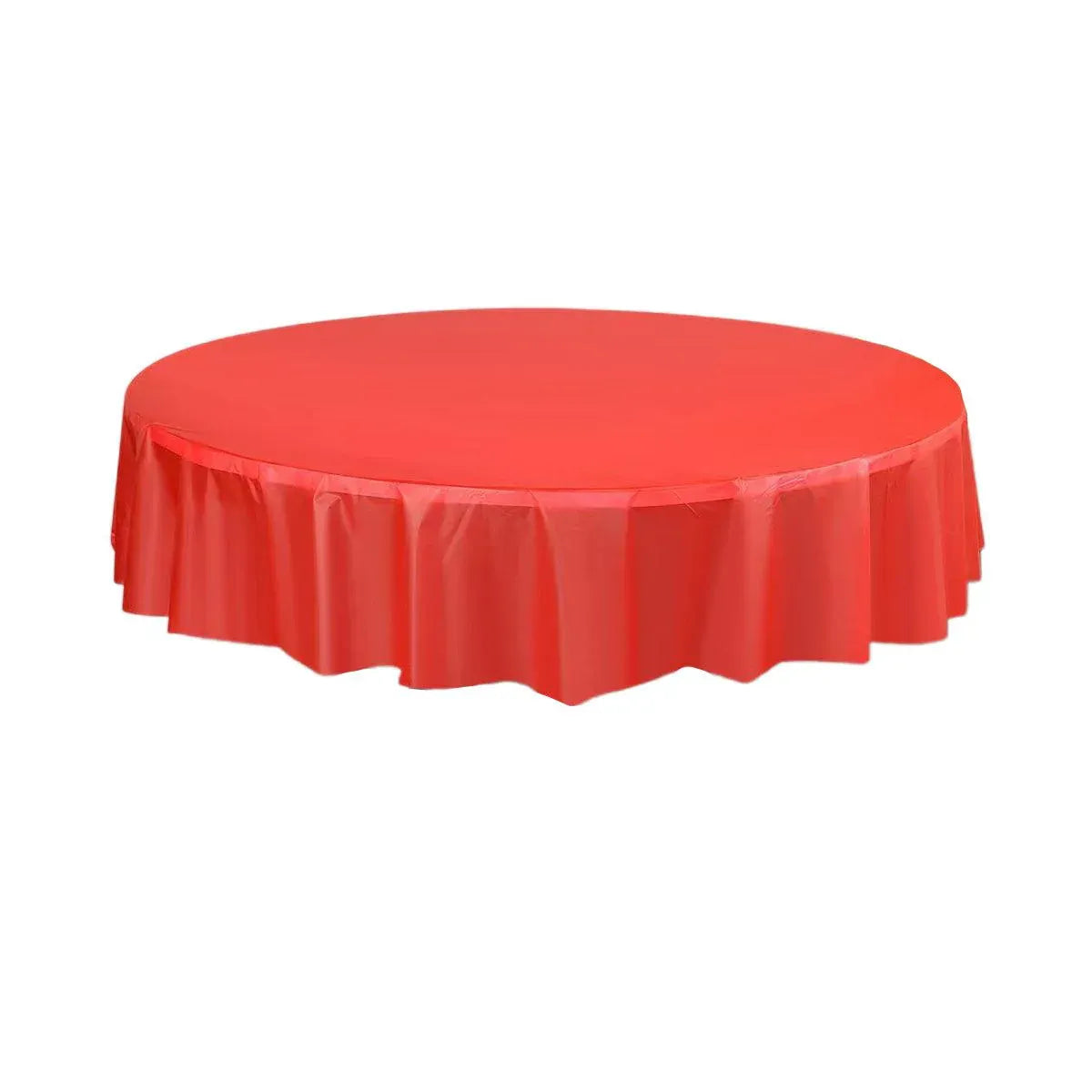 Round PEVA Disposable Tablecloths, 213 cm, Pack of 10, Red
