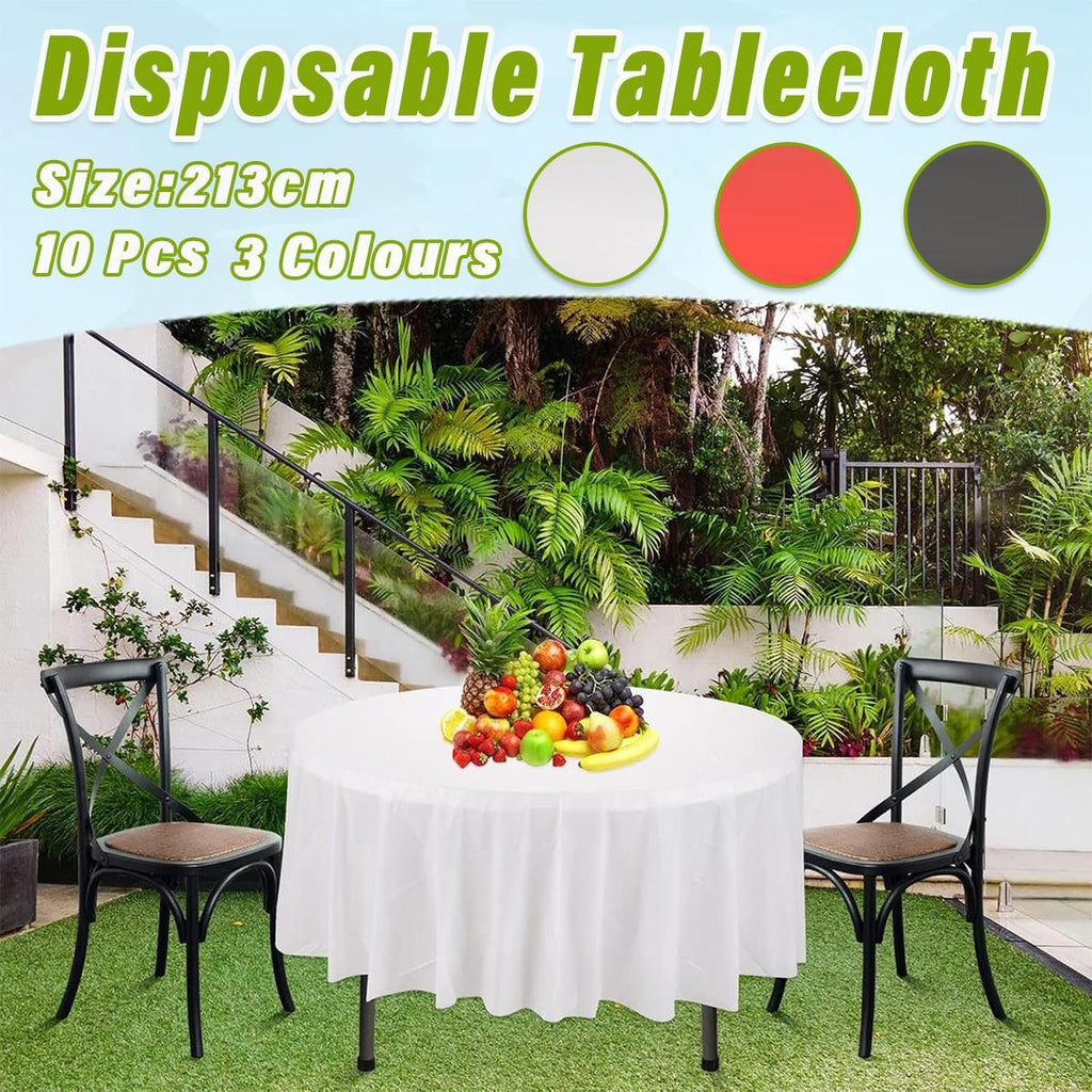 Round PEVA Disposable Tablecloths, 213 cm, Pack of 10