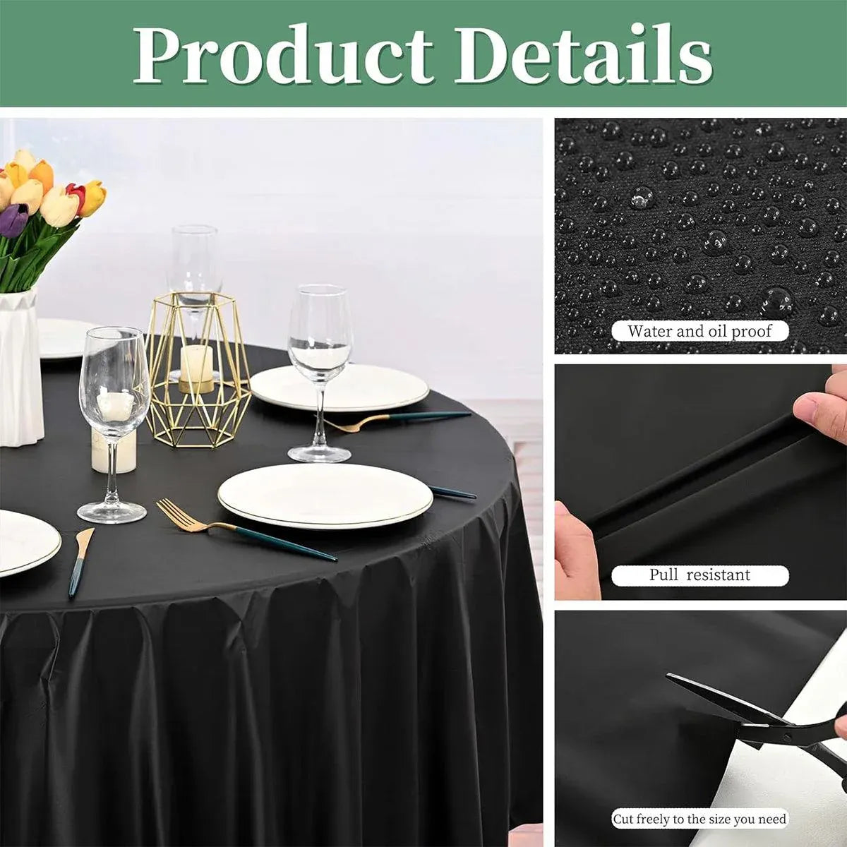 Round PEVA Disposable Tablecloths, 213 cm, Pack of 10