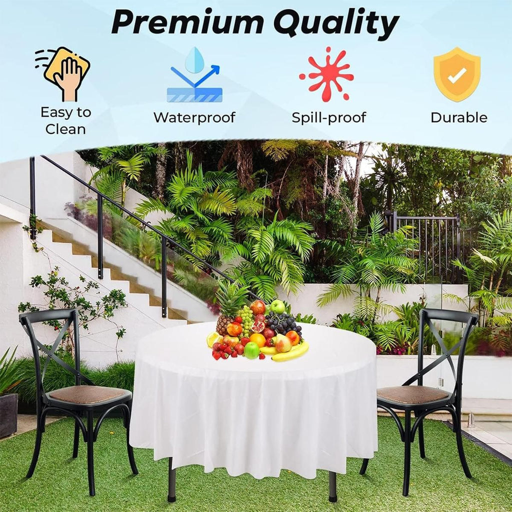 Round PEVA Disposable Tablecloths, 213 cm, Pack of 10