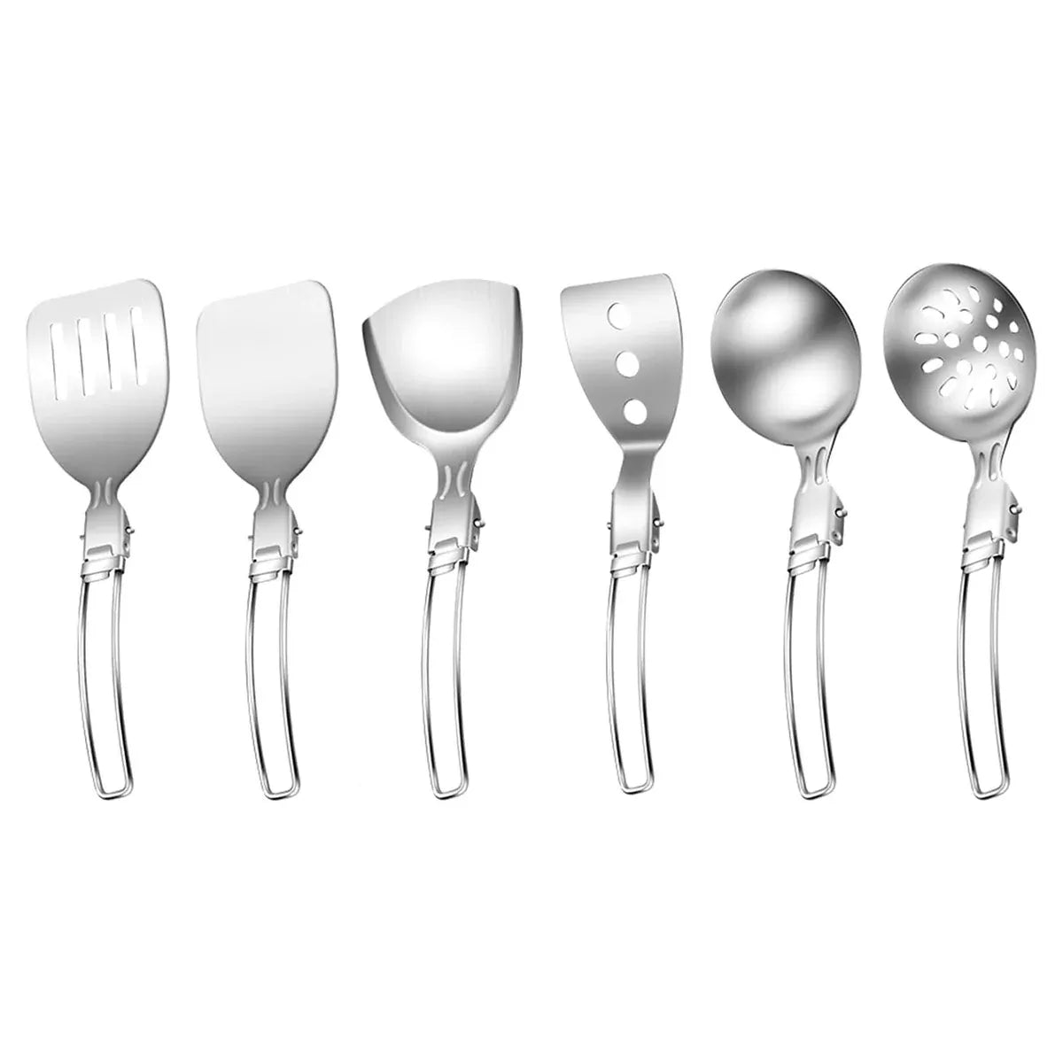 Folding Stainless Steel Camping Utensil Set, 6 Pieces