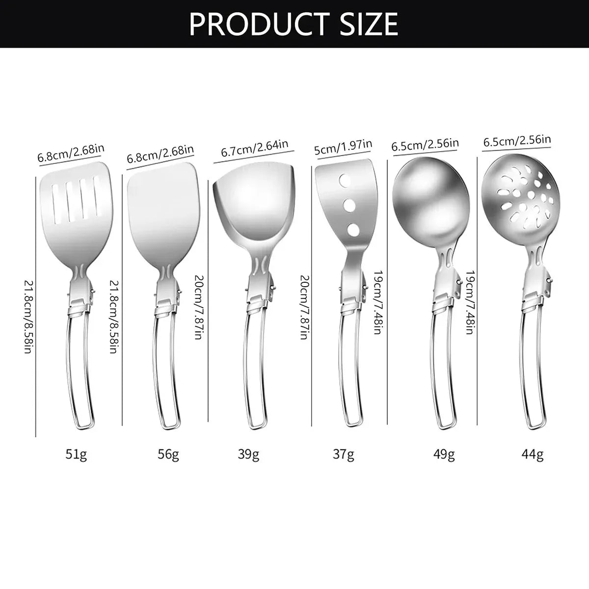 Folding Stainless Steel Camping Utensil Set, 6 Pieces