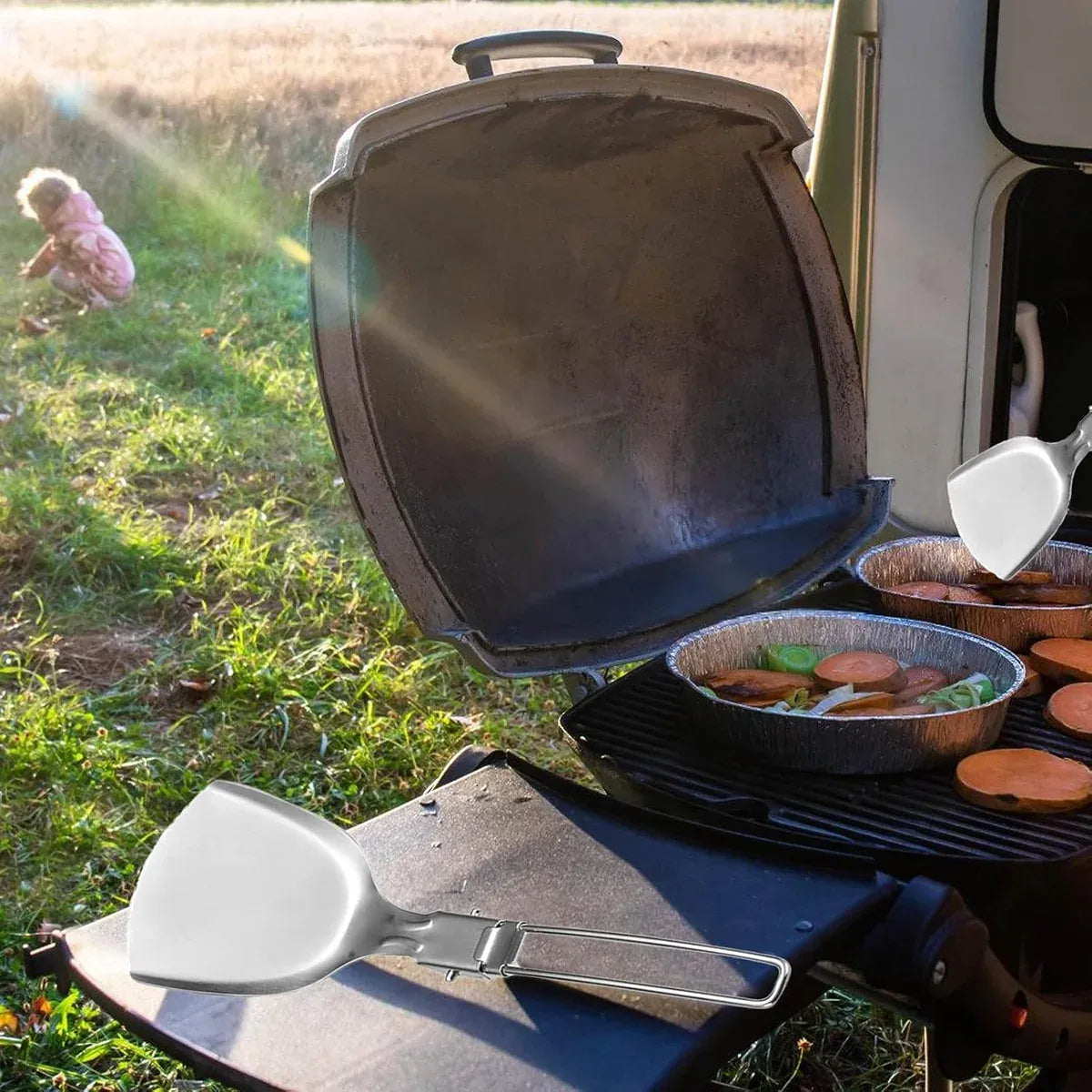 Folding Stainless Steel Camping Utensil Set, 6 Pieces