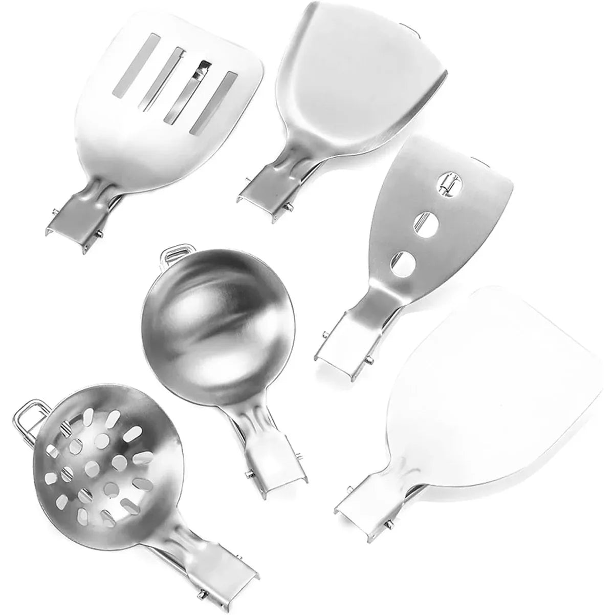 Folding Stainless Steel Camping Utensil Set, 6 Pieces