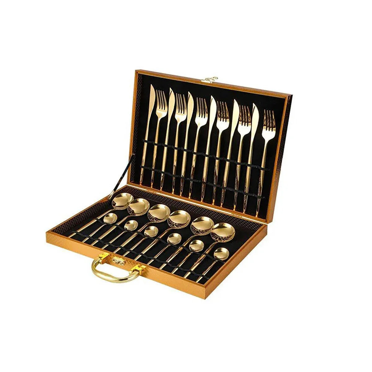 24PCS Stainless Steel Cutlery Set Knife Fork Spoon Set Durable