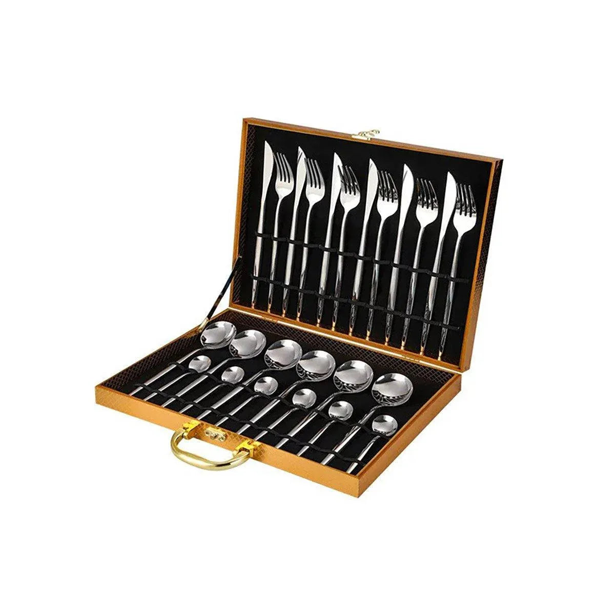 24PCS Stainless Steel Cutlery Set Knife Fork Spoon Set Durable